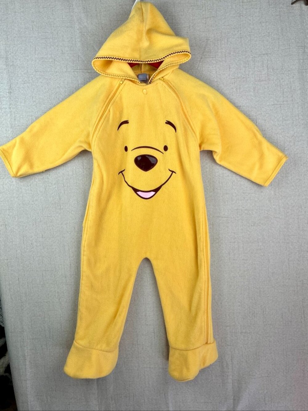 Winnie The Pooh Costume 24M Easy On Full Zip Lightweight Bodysuit Warm Fingers
